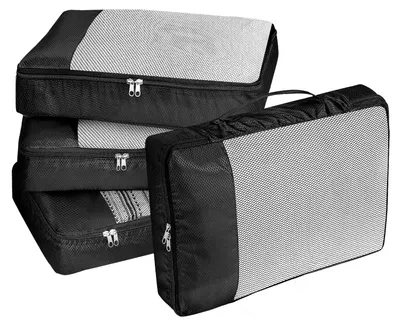 Productafbeelding van Kofferorganizer Set Van 4 Stuks - Grote Kledingtassen, zwart