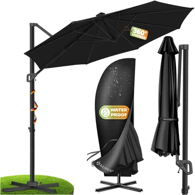 Produktbild von KESSER® Sonnenschirm Ampelschirm SUN Ø330cm, 7-fach verstellbar, 360° drehbar, inkl. Abdeckung