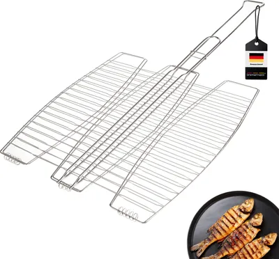 Immagine prodotto di bremermann griglia per pesce a 3 pieghe / acciaio inox / circa 65 x 39,5 cm / arrosto di pesce