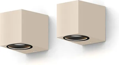 Produktbild von Calex Sanremo Wandleuchte, spritzwassergeschützt, Beige, 2-Pack