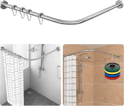 Produktbild von Famanu Duschstange L-Form verstellbar - ohne Bohren - Edelstahl - Silber - 70-100×70-100cm