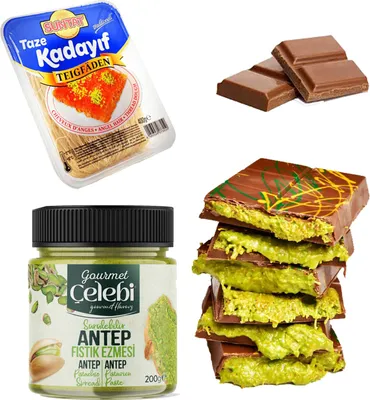 Produktbild von Dubai Schokolade - KIT zum Selbermachen Teigfäden 400g + Pistaziencreme 200g + 200g Schokolade