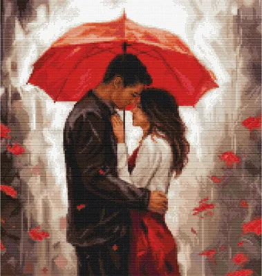 Produktbild von Luca-S Kreuzstich Stickpackung "Unter dem Regenschirm", Zählmuster, 27x29cm