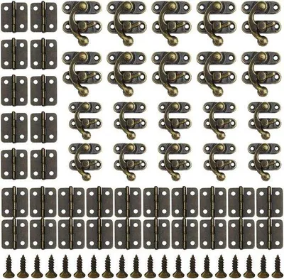 Immagine prodotto di Cerniere antiche in legno con chiusura rapida, 20 pezzi, per scatole e decorazioni