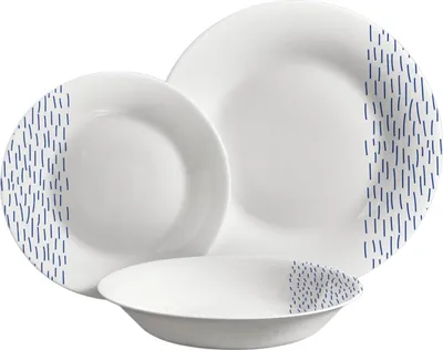 Zdjęcie produktu dla VIVALTO | Serwis obiadowy - Zestaw talerzy - 28 / 22 / 23 cm - Zestaw 18 - Talerz obiadowy - Paski w paski