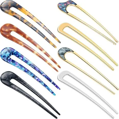 Obrázek produktu pro 8 kovových sponek do vlasů ve tvaru písmene U, vintage sponky do vlasů, sponky do vlasů ve tvaru písmene U pro účesy, vlasové doplňky pro ženy a dívky (krásné vzory)