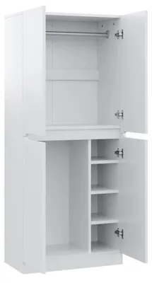 Imagen del producto de Armario moderno - Armario de almacenamiento - 70 x 40 x 170 cm - Dos puertas - Compartimento pequeño - Madera - Blanco