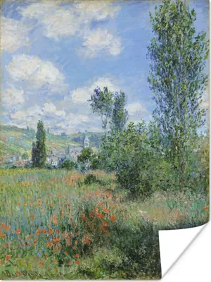 Produktbild von MuchoWow® Poster Ansicht von Vétheuil - Gemälde von Claude Monet 90x120 cm - Wohnzimmer
