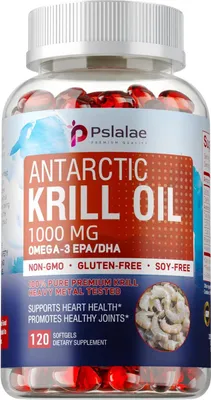 Image de Antarctic Krill Oil 1000mg (120 capsules) Complément alimentaire, cœur, peau, yeux, articulations, os, système immunitaire