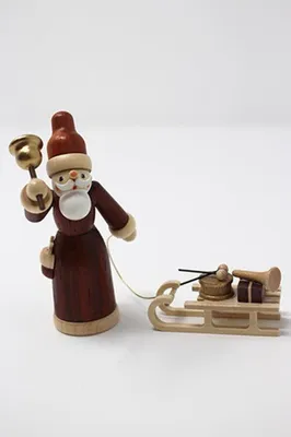 Zdjęcie produktu dla Miniaturowa figurka Świętego Mikołaja z saniami, wysokość 9 cm, NOWA