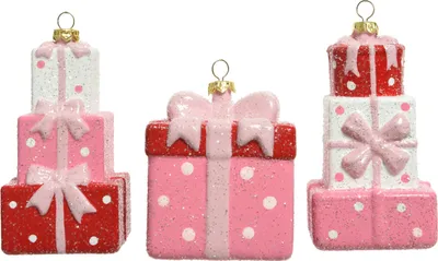 Produktbild von Christbaumschmuck Kunststoff Geschenkboxen 6cm rosa 1 Stück sortiert