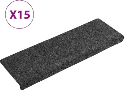 Image de vidaXL Tapis d'escalier 15 pcs. Non-tissé aiguilleté 65x21x4 cm Gris