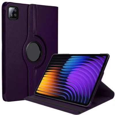 Image de Coque pour Xiaomi Pad 7 / 7 Pro, Protection Antichoc Rotative 360° Cuir Synthétique Violet