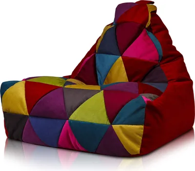 Obrázok produktu pre Ecopuf Keiko Patchwork, taburetka kreslo Bean Bag sedací vak, mikrovlákno, Červená A12, S