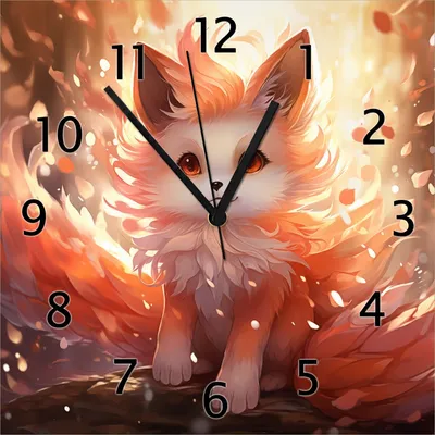 Produktbild von Wallario Design Wanduhr Leuchtender Feuerfuchs aus Echtglas, Größe 30 x 30 cm