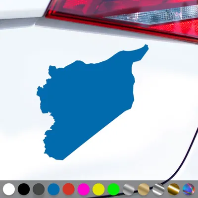 Produktbild von PantherPixel Syrien Aufkleber Umriss Karte Kontur Syria Sticker Auto Geschenkidee Farbe Blau