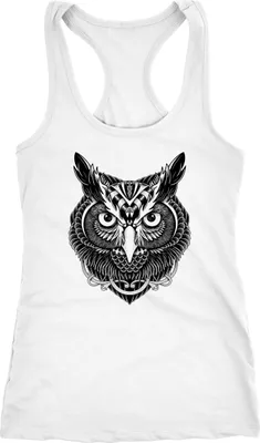 Produktbild von Damen Tank-Top Eule Racerback Neverless® weiß L