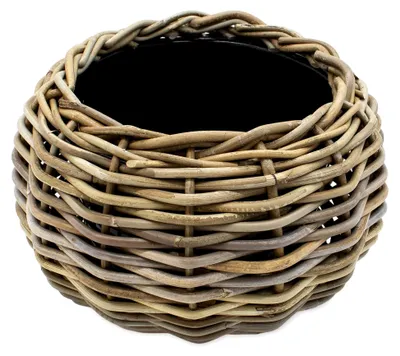 Produktbild von Rattan Pflanztopf mit Kunststoffeinsatz - 29 x 19 cm - Garten Dekoration Blumenkorb Shabby Natur - Drypot Weide Flechtkorb Pflanzenbehälter Blumen Kübel