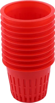 Obrázek produktu pro 10 robustních síťových květináčů a košů pro hydroponii, pěstování rostlin a zahradničení, červený