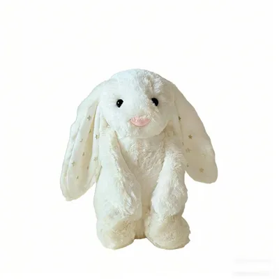 Produktbild von Plüsch-Hase Kuscheltier 28 cm, Kawaii Stofftier Kaninchen mit Sterne-Ohren, Weiches Plüschtier für Babys & Kinder, Weiß