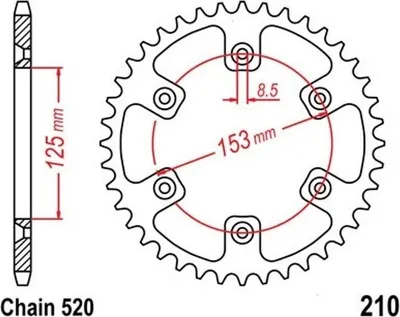 Immagine prodotto di Pignone 48 Z passo 520 per HONDA CRF 450 F / CRF 450 X Pignone posteriore