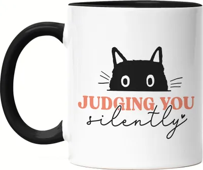 Produktbild von Judging you Silently Tasse Schwarz Cat-Fans Katzen-Mama Cat-Mom