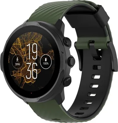 Produktbild von Strap-it Suunto 7 Silikonarmband (Grün/Schwarz)