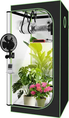 Obrázok produktu pre Izrielar Grow Box kompletná sada, vnútorný skleník s 200W LED plným spektrom, stmievateľný, uhlíkový filter, ventilátor, pestovateľský stan, pestovateľský stan, 80x80x160