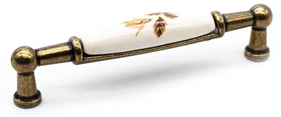 Produktbild von Vintage-Möbelgriffe | 2 antike Möbelgriffe – Herbstrosa-Motiv | 106 × 26 × 19 mm | Möbelknöpfe aus Zink-Aluminium und Porzellan | Küchenschrankgriffe, Vintage-Schrankgriffe