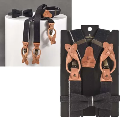 Produktbild von Sir Redman Hosenträger Herren Y-Form 35mm mit Fliege CANDIANI Denim schwarz