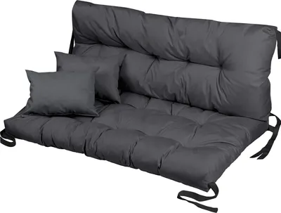 Zdjęcie produktu dla Zestaw poduszek paletowych poduszka 120x80x50 ławka ogrodowa poduszka siedzisko ławka poduszka oparcie poduszka materac poduszka ogrodowa huśtawka hollywood, grafit [133]