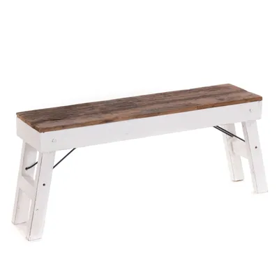 Obrázok produktu pre KUCHYNSKÁ LAVICA "ALDO" | skladacia, 112x48x28 cm (DxVxŠ) | drevená lavica | farba: 06 biela-vidiek