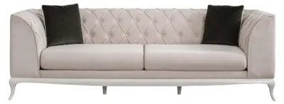Immagine prodotto di Divano in tessuto a tre posti Divano Chesterfield a 3 posti in tessuto beige