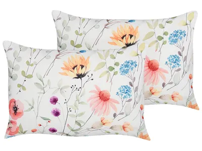 Obrázok produktu pre BELIANI Sada 2 záhradných dekoratívnych vankúšov viacfarebná kvetovaný vzor polyester 40 x 60 cm moderné vodoodolné vankúše