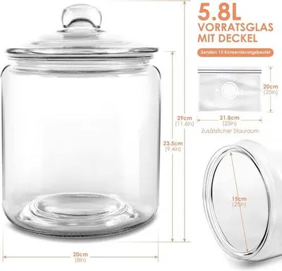 Obrázek produktu pro Skleněná nádoba 5,8 litru, průhledná, vzduchotěsná