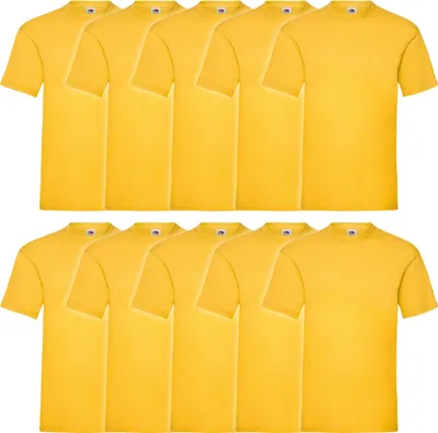 Produktbild von 10er Pack Fruit of the Loom Valueweight T-Shirt + GRATIS MyShirt Stoffbeutel Farbe: sonnenblumengelb Größe: S