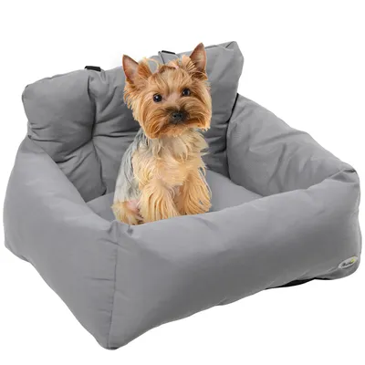 Image de PawHut Siège d'auto pour animaux de compagnie sac de transport chien et chat rembourré de coton PP épais sûr et confortable fond antidérapant 50 x 54 x 33 cm gris foncé