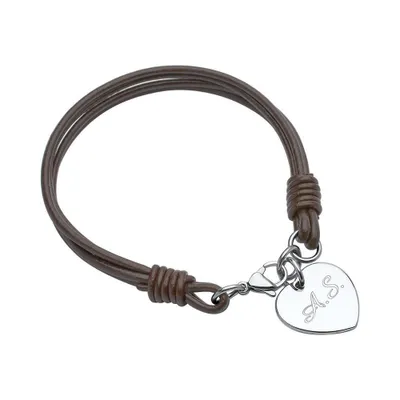 Produktbild von Braunes Lederarmband mit Edelstahl Herz LB0406