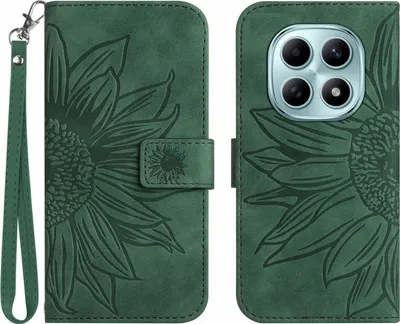Produktbild von Xiaomi Redmi Note 15 / Poco M8 Hülle - Coverup Sonnenblume Klapphülle mit Schlüsselband - Grün