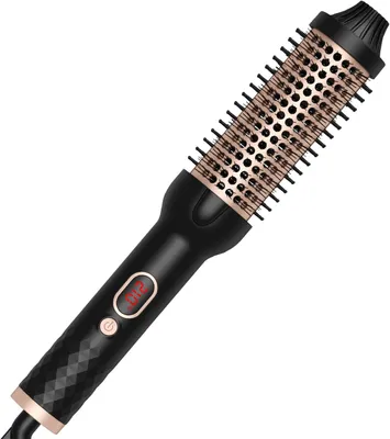 Produktbild von Lockenbürste mit LCD, 10-stufige Temperaturregelung, Anti-Verbrühung Lockenstab und Glättbürste, drehbares Kabel, Haarpflege und Styling