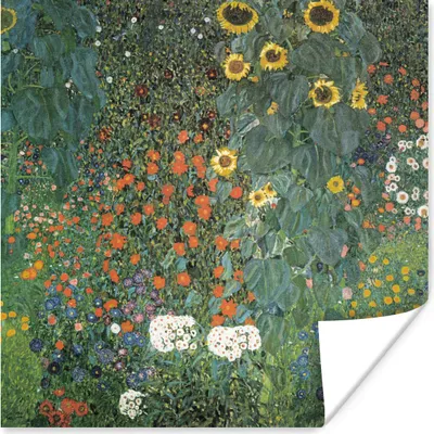 Produktbild von MuchoWow® Poster Bauerngarten mit Sonnenblumen - Gustav Klimt Gemälde 100x100 cm - Babyzimmer