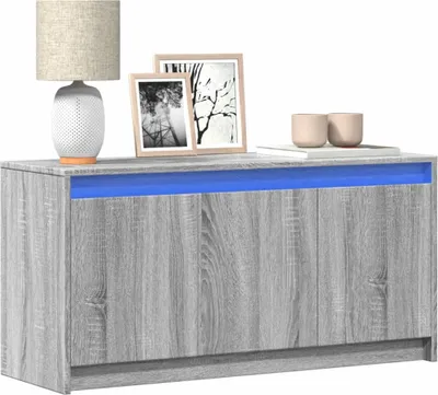 Image de Meubles Armoire TV avec éclairage LED Gris Sonoma 100x34x50 cm - Armoires TV 852213