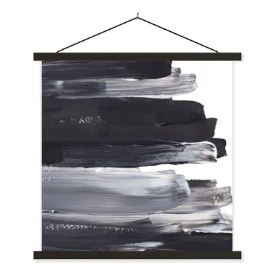 Produktbild von MuchoWow® Textilposter Farbe - Schwarz - Design 90x90 cm mit schwarzem Rahmen - Magnetisches