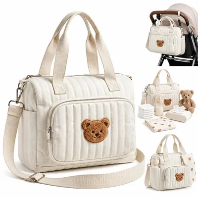 Produktbild von Wickeltasche Klein, Mommy Bag mit Bärenmotiv, baby bag, Windeltasche für Unterwegs