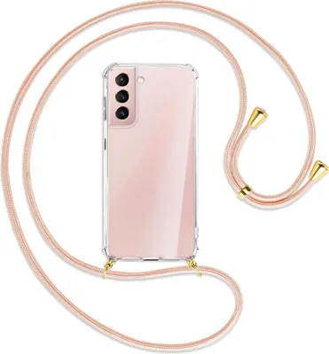 Produktbild von Handykette Backcover-Schutzhülle mit Band (Metall goldfarben) für Samsung Galaxy S21 Plus 5G - rose peach