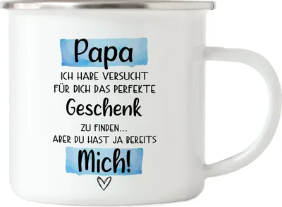 Produktbild von Papa Geschenk Emaille Tasse Mit Spruch Vatertag Geschenkidee Humor Sarkasmus Vater Papi