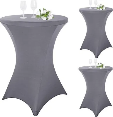 Obrázek produktu pro Elegantní elastické potahy na bistro stoly, 80–85 cm, lze prát na 40 °C, světle šedé