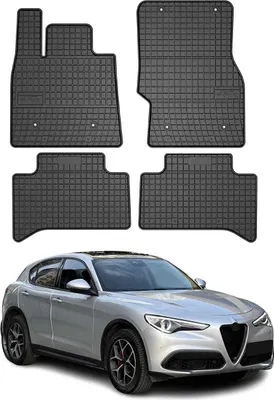 Obrázek produktu pro 2016-2025 Alfa Romeo Stelvio Fußmatten Gummi Schwarz 4 tlg
