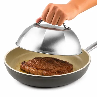 Produktbild von Grillhaube Edelstahl Warmhaltehaube für Steak & BBQ, Fleischhaube hitzebeständig, Edelstahl Abdeckhaube für Küche & Grill