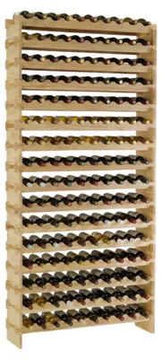 Produktbild von Weinregal NAVARRA aus Holz | HxBxT 219x103x28cm | 160 Flaschen auf 16 Ebenen | schmal | Flaschenregal | freistehend |Massives Kiefernholz | Natur unbehandelt